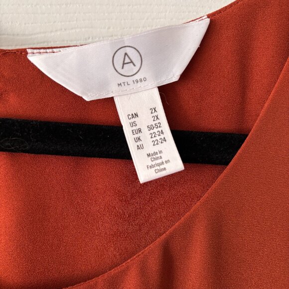 Double Layer Rust Sleeveless Blouse - Picture 3 of 5